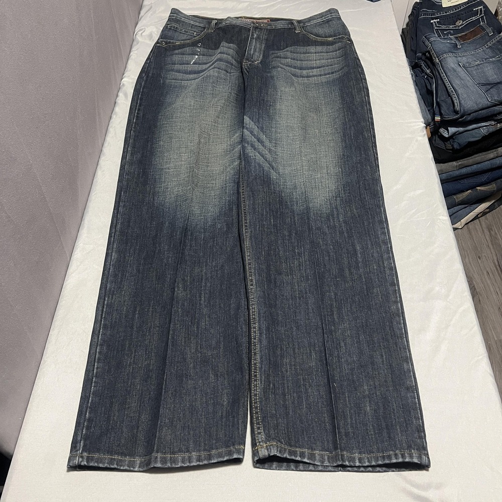 Brooklyn Xpress Collection Jeans Mens 38x34 Dark Wash Wide Leg Relaxed Denim - Picture 7 of 8